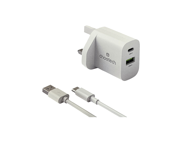 Choetech Powix PD30W Wall Charger UK 1A1C + USB-C Cable